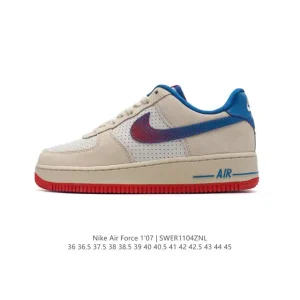 Nike Air Force 1 07 Low White Leather Sneakers with Air Cushion Sole