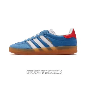 Adidas Originals Gazelle Indoor Retro Leather Sneakers Classic White Gum Sole