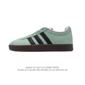 Adidas VL Court 2.0 Shoes White Leather Sneakers for Men and Women