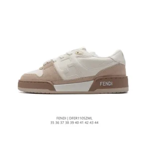 Fendi Men's and Women's Retro Leather Platform Sneakers