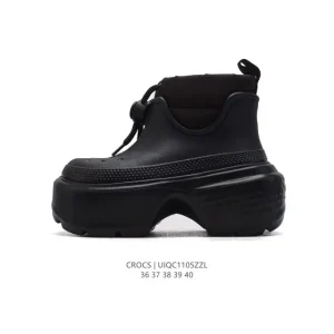 Crocs Chunky Platform Heel High-Top Boots with Drawstring for Fashion Style
