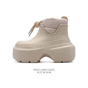 Crocs Chunky Platform Heel Boots with Drawstring for Women