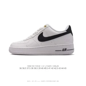 Nike Air Force 1 07 Low White Leather Sneakers with Air Cushioning