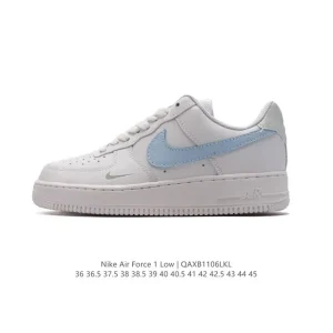 Nike Air Force 1 '07 Low White Leather Casual Sneakers with Air Cushion