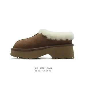 UGG Classic Mini Leather Wool Brown Women Winter Boots