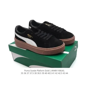 PUMA Suede Platform Gold Rihanna Thick Sole Retro Unisex Shoes