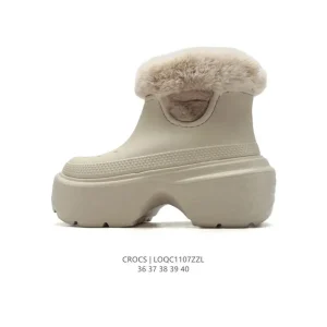 Crocs Winter Fleece Lined Platform Boots with Faux Fur Trim
