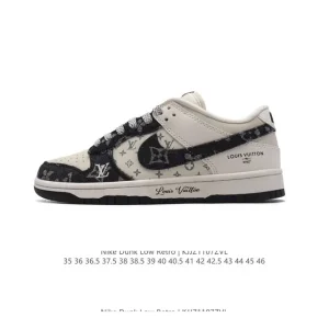 Nike SB Dunk Low Pro Louis Vuitton Collaboration Vintage Leather Skate Shoes
