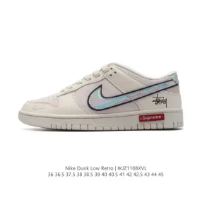 Nike Dunk Low Retro Vintage Basketball Skateboarding Shoes Leather White
