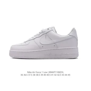 Nike Air Force 1 '07 Low White Leather Sneakers with Air Cushioning