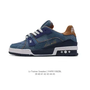Louis Vuitton Trainer Low Sneaker with Denim Upper and 3D Logo