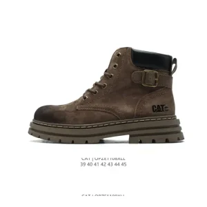 CAT Men's Classic Leather Martin Boots with Solid Rubber Sole