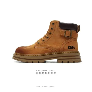 CAT Men's Classic Leather Martin Boots with Solid Rubber Sole