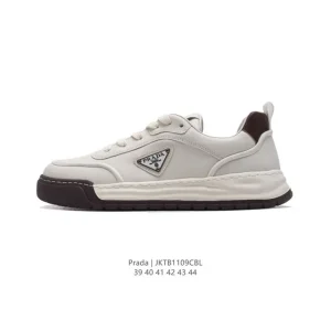 Prada Chunky Leather Sneakers for Men White Platform Shoes