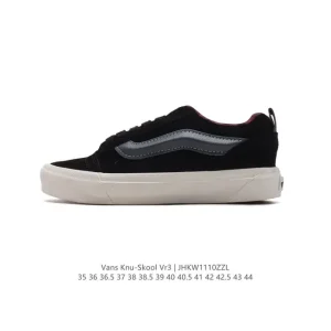 Vans Knu Skool VR3 LX Leather Bread Shoe in Classic Black and White