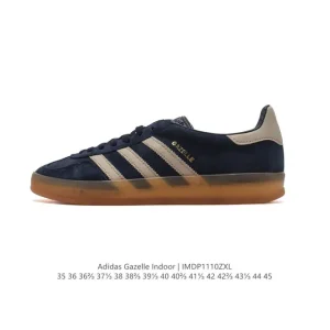 Adidas Originals Gazelle Indoor Retro Leather Sneakers with Gum Sole
