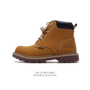 CAT Men's Leather Work Boots with Chunky Sole