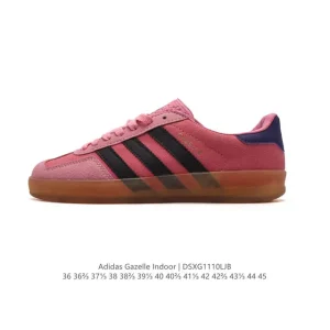 Adidas Originals Gazelle Indoor Retro Leather Sneakers with Gum Sole