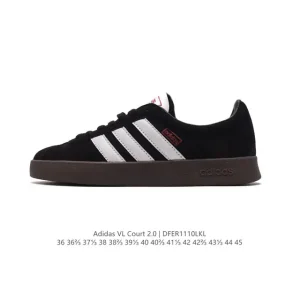 Adidas VL COURT 2.0 Shoes White Leather Sneakers for Men and Women