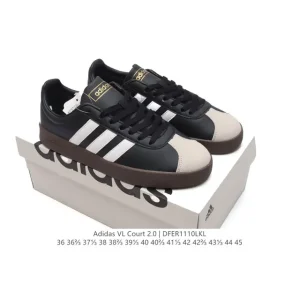 Adidas VL Court 2.0 Shoes White Leather Sneakers for Men and Women