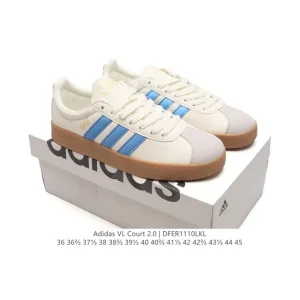 Adidas VL Court 2.0 Shoes White Leather Sneakers for Men and Women