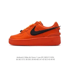 Nike Air Force 1 Low Ambush Collaboration Leather Sneakers with Extended Swoosh