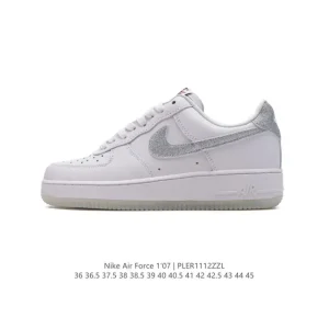 Nike Air Force 1 '07 Low White Leather Casual Sneakers with Air Cushioning