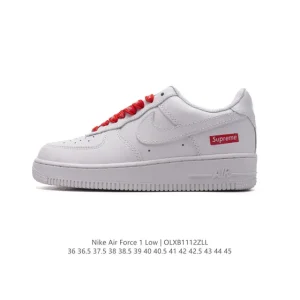 Nike Air Force 1 Low White Leather Casual Sneakers with Air Cushion