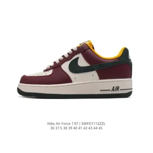 Nike Air Force 1 '07 Low White Leather Casual Sneakers with Air Cushion