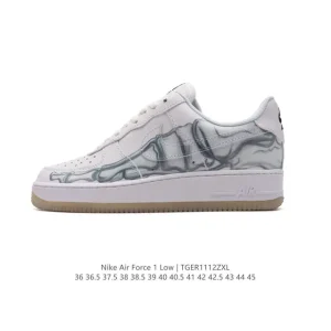 Nike Air Force 1 '07 Low White Leather Casual Sneakers with Air Cushion