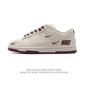 Nike Dunk Low Retro Vintage Basketball Sneakers with Leather Upper