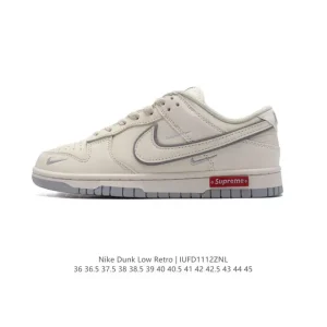 Nike Dunk Low Retro Vintage Basketball Sneakers with Leather Upper