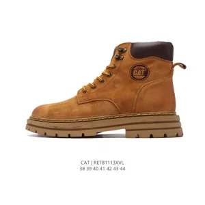 Cat Men's Classic Leather Martin Boots with Solid Rubber Sole