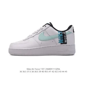 Nike Air Force 1 07 Low White Leather Sneakers with Air Cushion Sole
