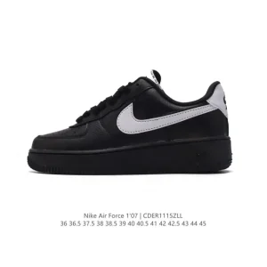 Nike Air Force 1 '07 Low White Leather Casual Sneakers with Air Cushion