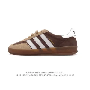 Adidas Originals Gazelle Indoor Retro Leather Sneakers with Gum Sole