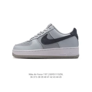Nike Air Force 1 '07 Low White Leather Casual Sneakers with Air Cushion
