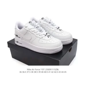 Nike Air Force 1 07 Low White Leather Sneakers with Air Cushion
