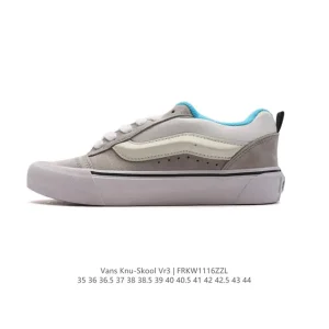 Vans Knu Skool VR3 LX Leather Chunky Skate Shoes in Classic White