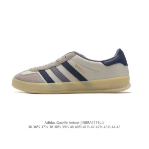 Adidas Originals Gazelle Indoor Retro Leather Sneakers with Gum Sole