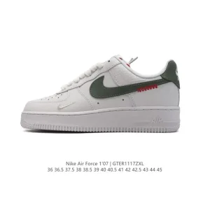 Nike Air Force 1 '07 Low White Leather Casual Sneakers with Air Cushioning