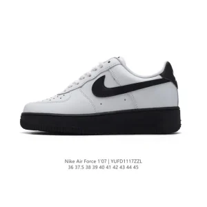 Nike Air Force 1 '07 Low White Leather Casual Sneakers with Air Cushion