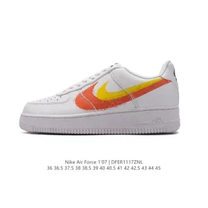 Nike Air Force 1 '07 Low White Leather Sneakers with Honeycomb Air Cushion