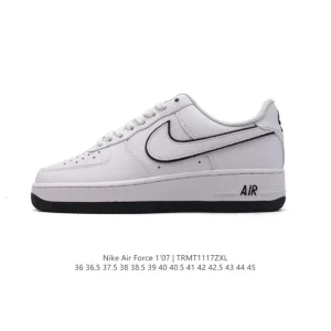 Nike Air Force 1 '07 Low White Leather Sneakers with Air Cushion