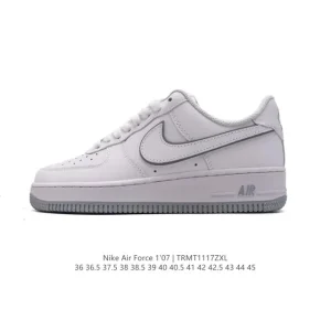 Nike Air Force 1 '07 Low White Leather Sneakers with Air Cushion