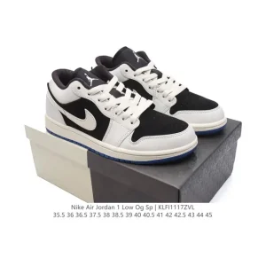 Jordan AJ1 Low Retro Leather Sneakers with Air Cushioning
