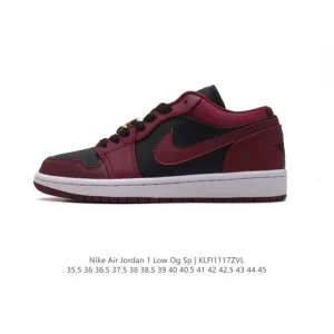 Jordan Air 1 Low Retro Classic Leather Sneakers with Air Cushion