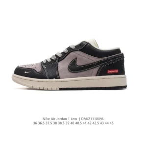 Jordan AJ1 Low Retro Classic Leather Sneakers with Air Cushion