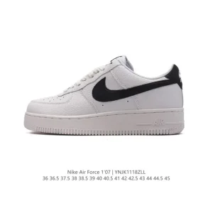 Nike Air Force 1 '07 Low White Leather Sneakers with Air Cushioning