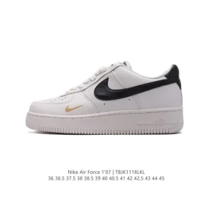 Nike Air Force 1 '07 Low White Leather Casual Sneakers with Air Cushion